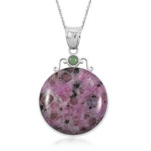 Southwest Coyote Moon Purple Quartz Pendant in Silvertone with Chain